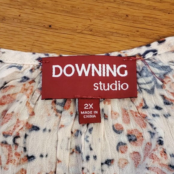 Downing Studio Floral Dress - Size 2X, Orange/Navy Floral Print - New with Tag - Picture 8 of 10